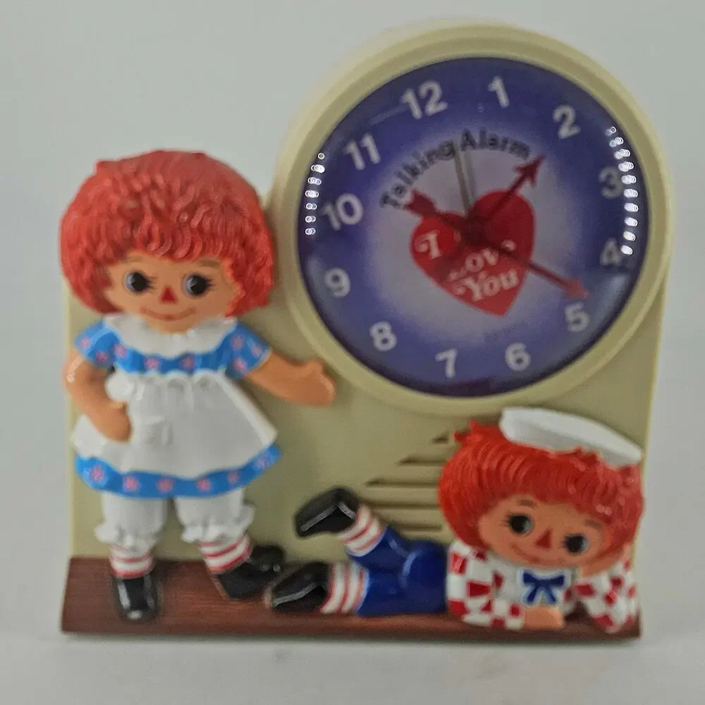 Janex Raggedy Ann & Andy Talking Alarm Clock Vintage 1974 Parts or Repair